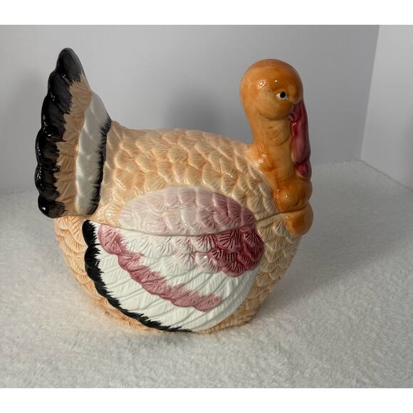 Thanksgiving Turkey Ceramic Covered Tureen Gravy Holiday Boat Unique - Picture 1 of 5